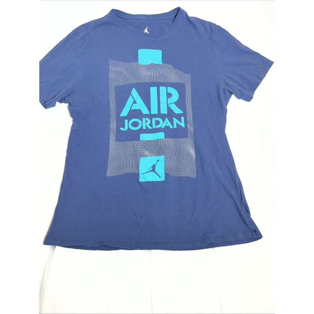 Jordan Brand Mens Blue Graphic T-Shirt Jumpman Logo Short Sleeve Cotton Size M